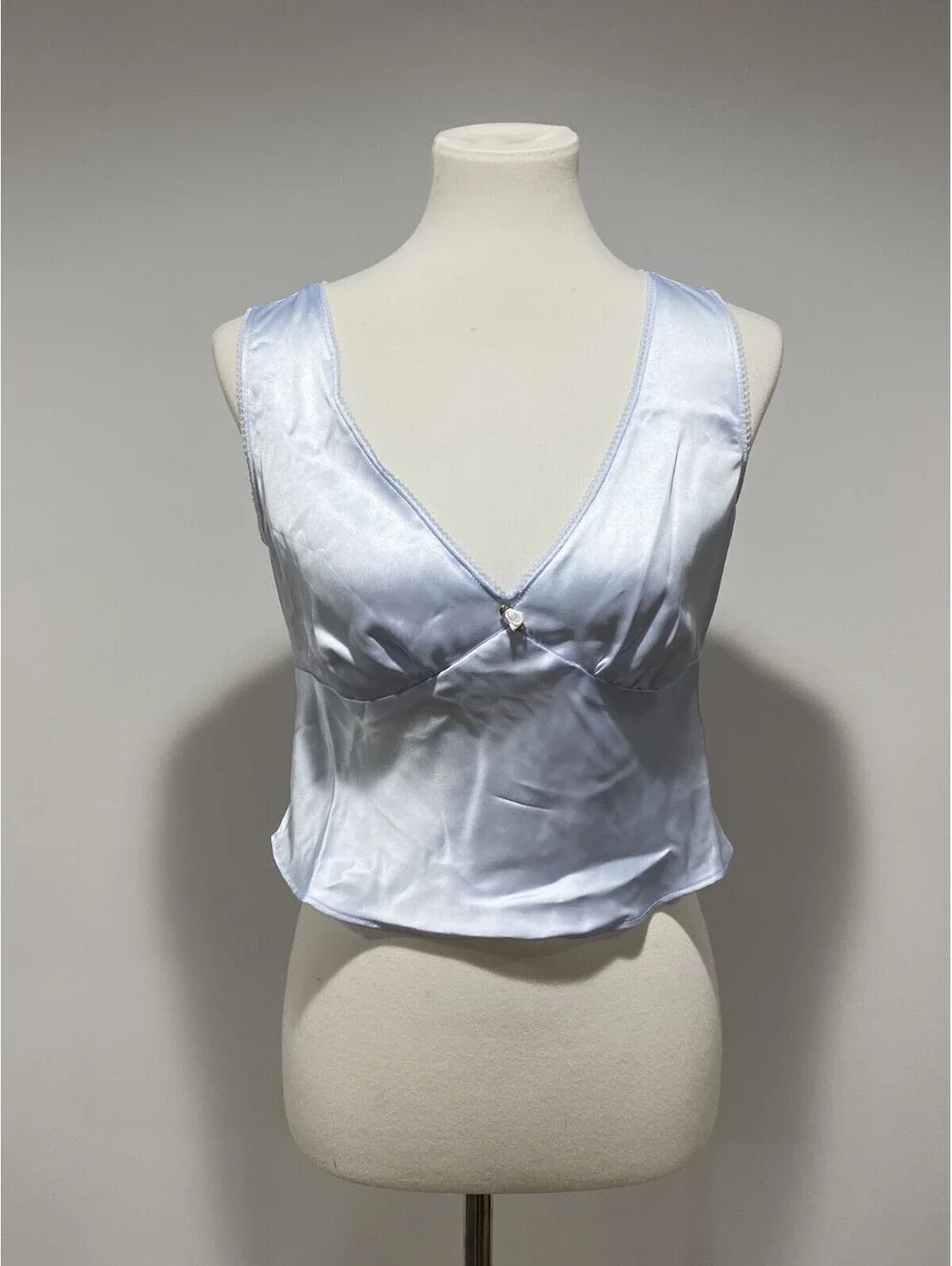 NWT Wild Fable Women’s Satin Side Zip Crop Halter Top Baby Blue Size Small